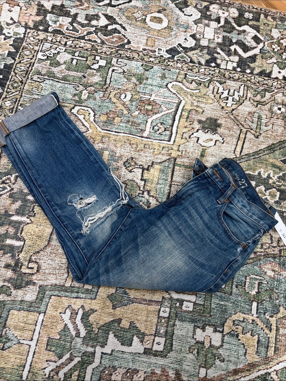J. Crew Distressed Medium Blue Boyfriend Jeans